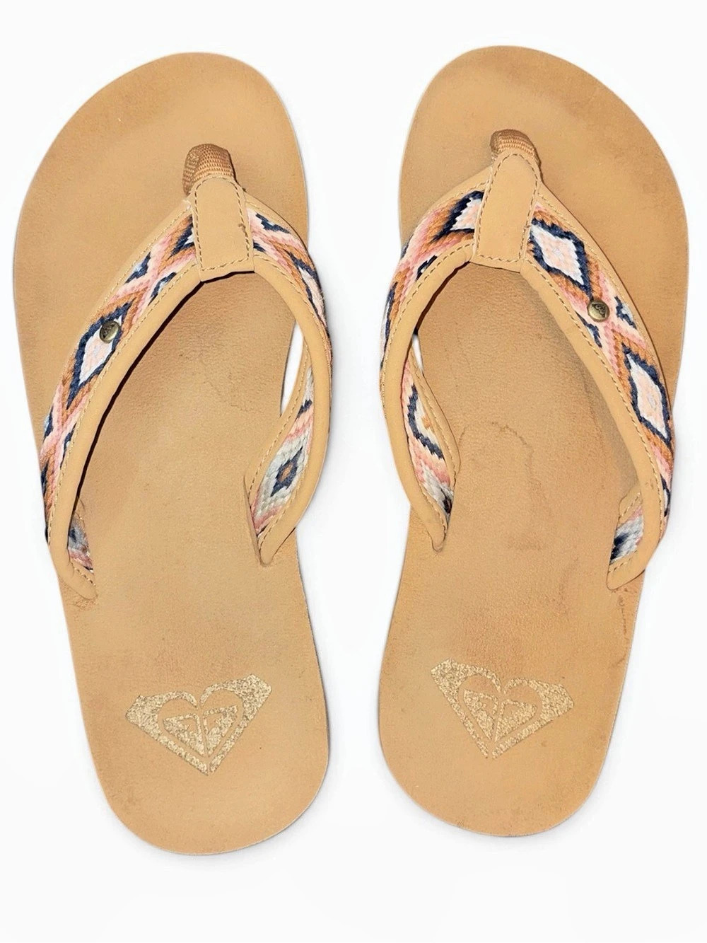 Roxy Costas II Flip Flop Women's Patterned Flip Flop Sandals Tan & Pink